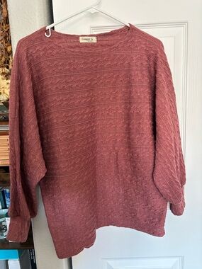 Ginger G Textured Knit Scoop Neck Sweater - Rosewood